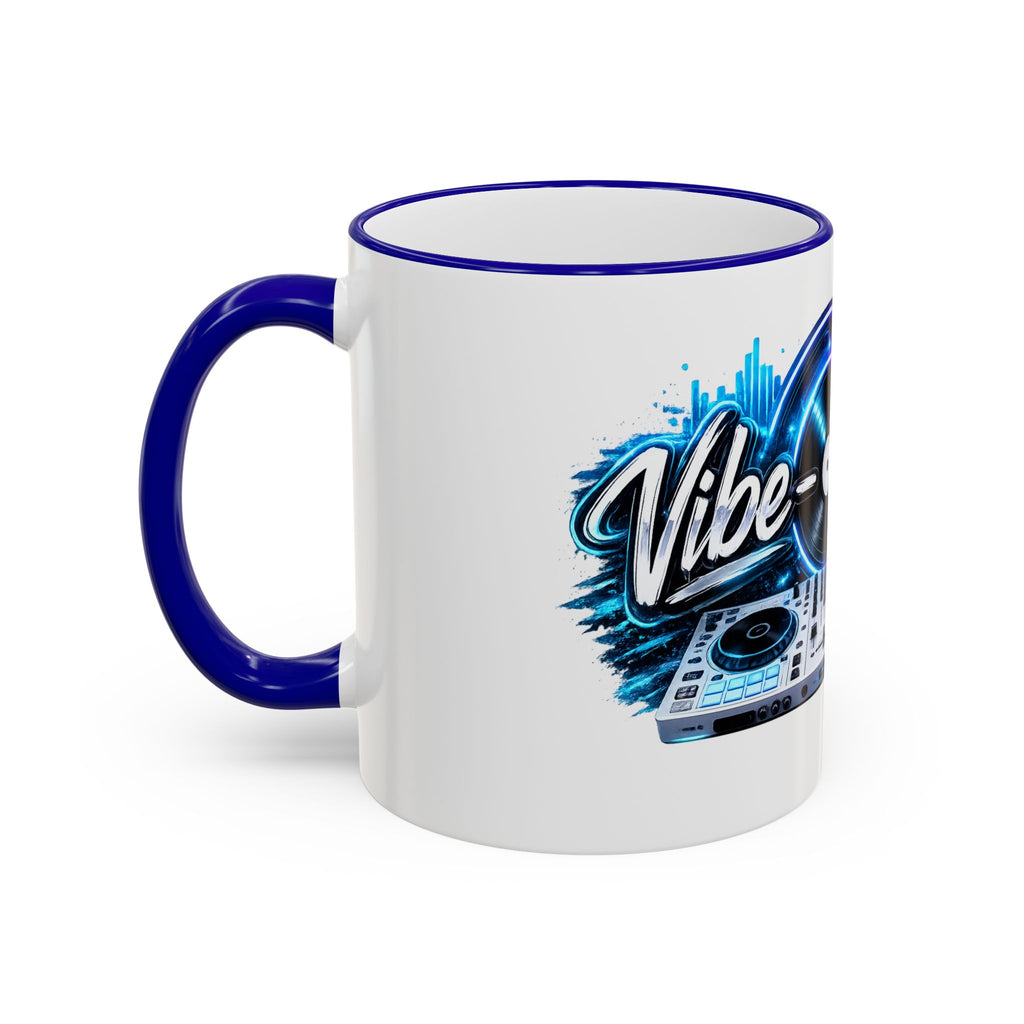 Vibe‑nator DJ Vinyl Graphic Accent Rim Mug (11oz/15oz)