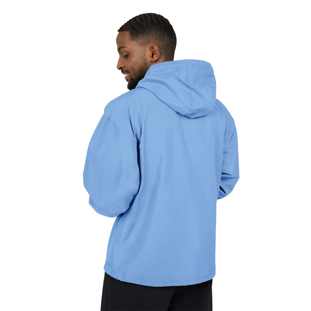Packable Orange Anorak Jacket with Floral Skull Patch — Lightweight Windbreaker for Travel & Streetwear