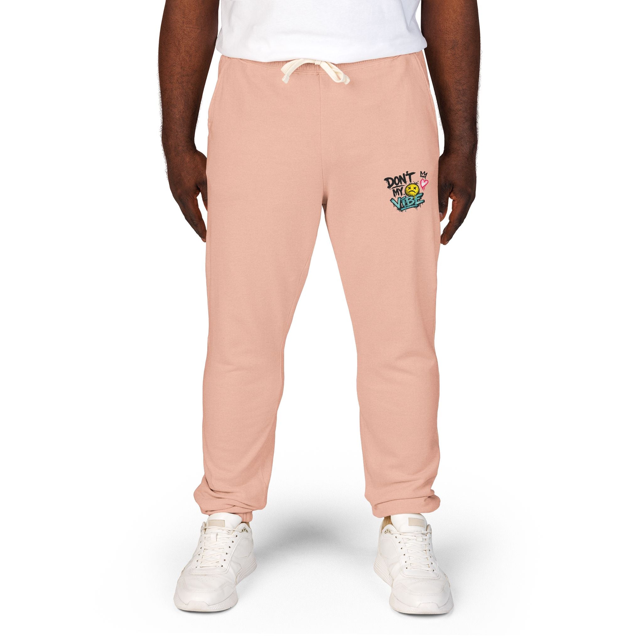 Embroidered 'Good Vibes' Cream Sweatpants — Cozy Casual Joggers