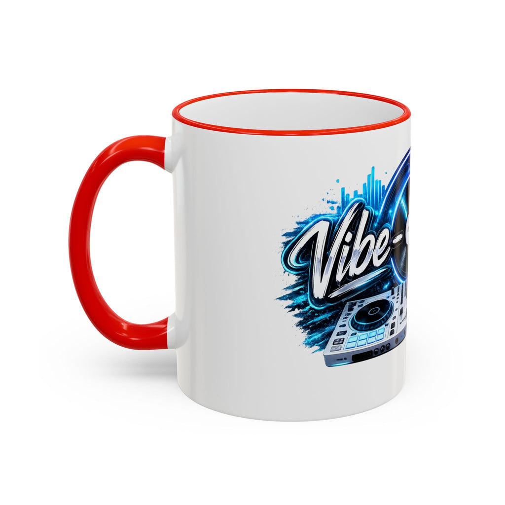 Vibe‑nator DJ Vinyl Graphic Accent Rim Mug (11oz/15oz)