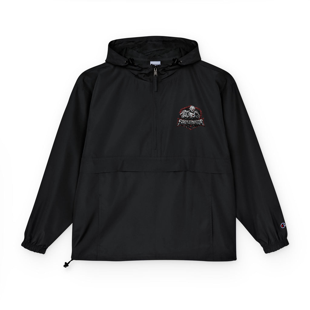 Packable Orange Anorak Jacket with Floral Skull Patch — Lightweight Windbreaker for Travel & Streetwear