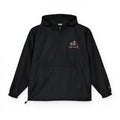 Packable Orange Anorak Jacket with Floral Skull Patch — Lightweight Windbreaker for Travel & Streetwear