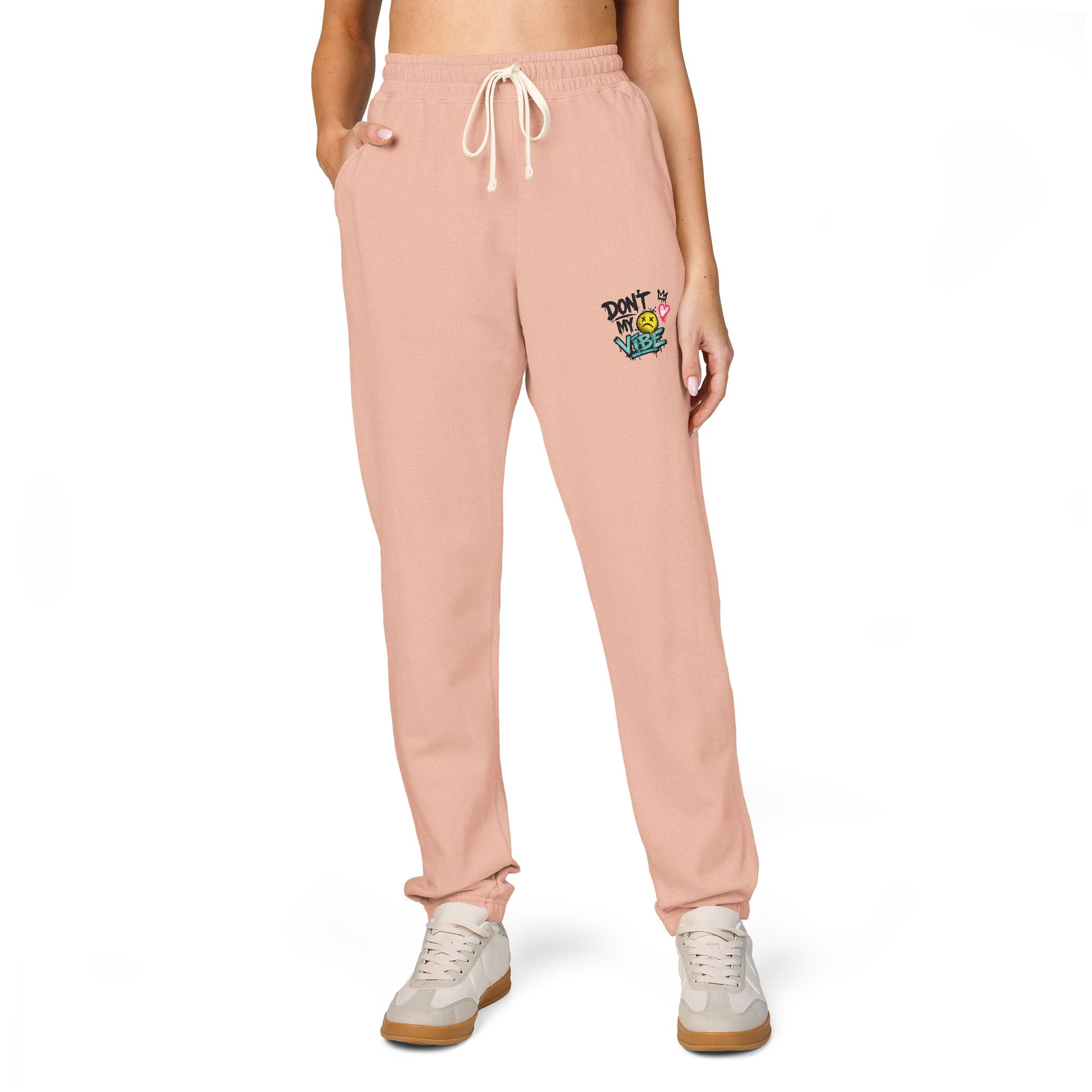Embroidered 'Good Vibes' Cream Sweatpants — Cozy Casual Joggers