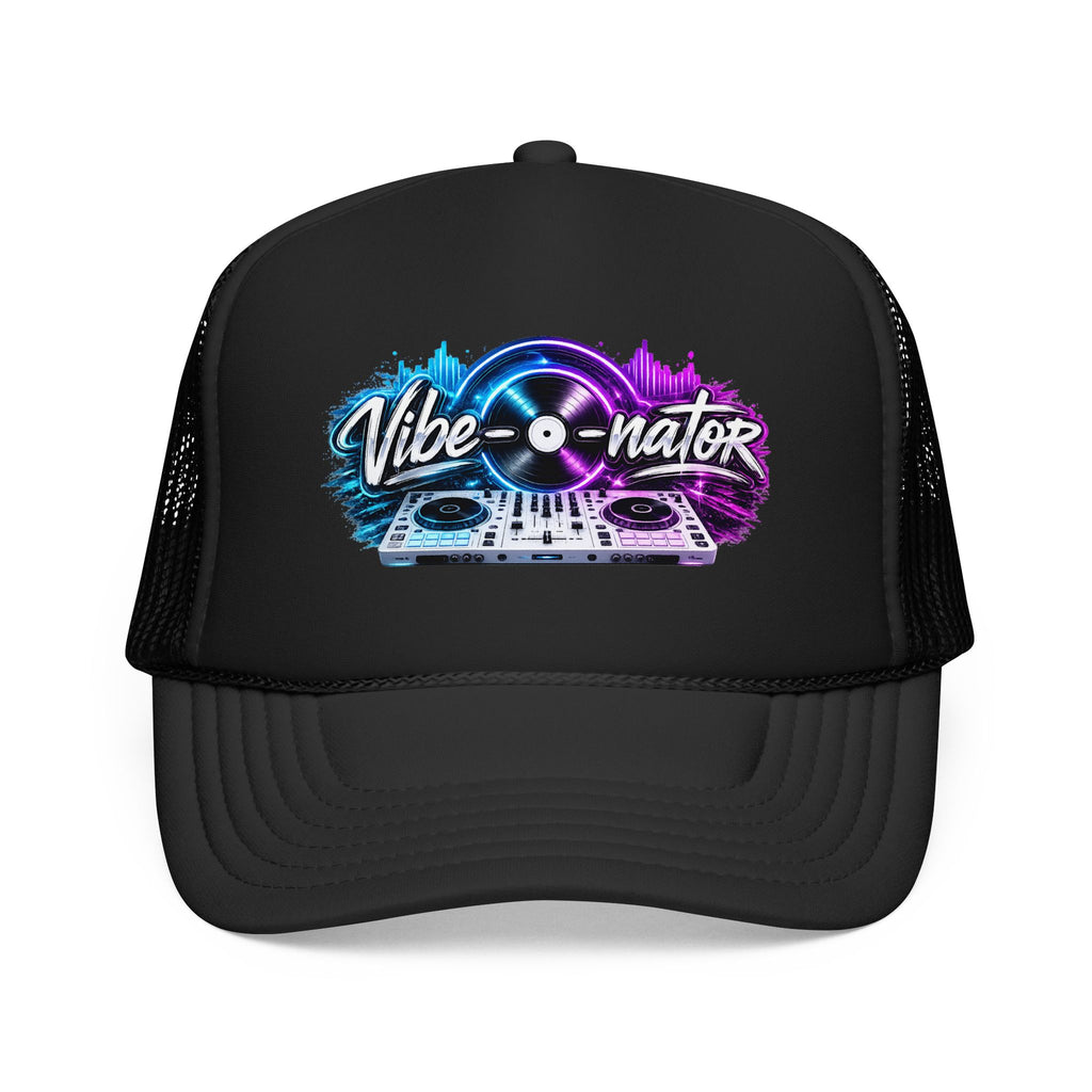 Vibe-nator Trucker Hat — Neon DJ Turntable Foam Hat