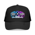 Vibe-nator Trucker Hat — Neon DJ Turntable Foam Hat