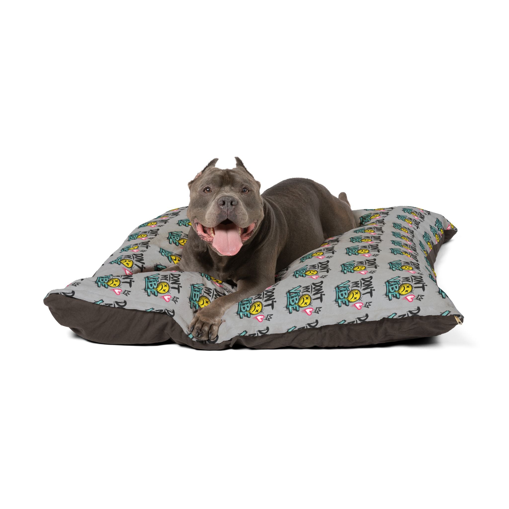 Don't Kill My Vibe Pet Bed — Graphic Cozy Dog & Cat Pillow