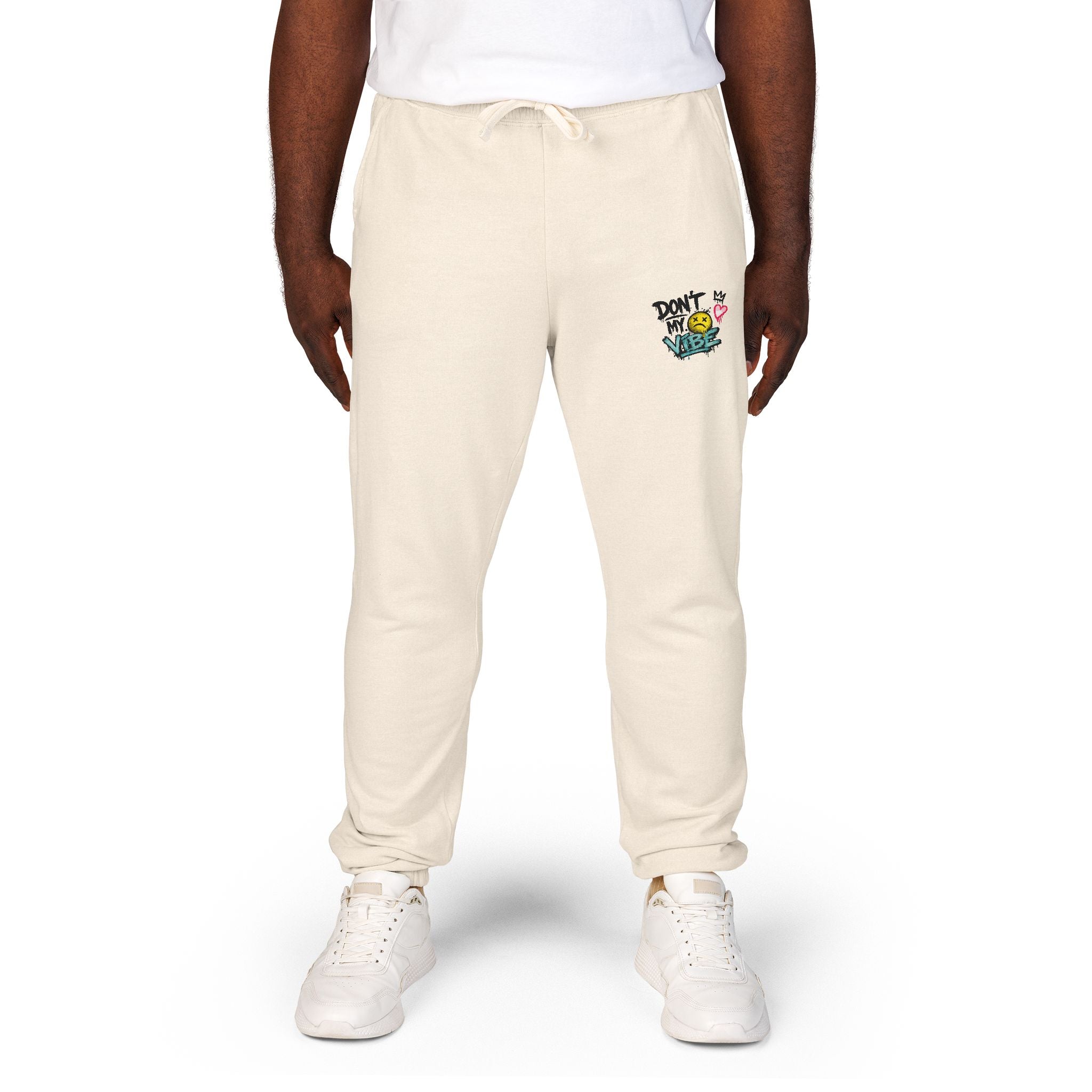 Embroidered 'Good Vibes' Cream Sweatpants — Cozy Casual Joggers