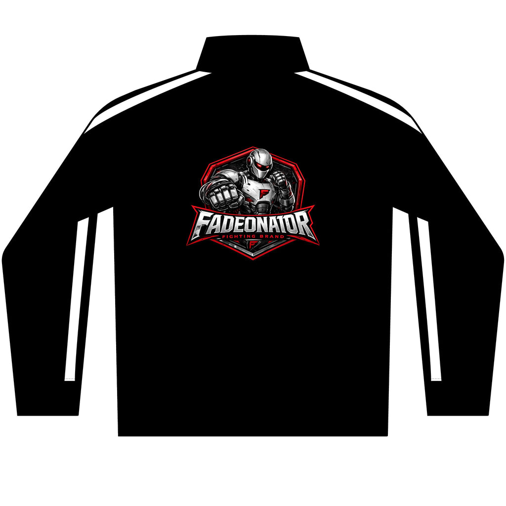 Men's Black Zip Track Jacket with Subtle Team Crest — Lightweight Athletic Warmup