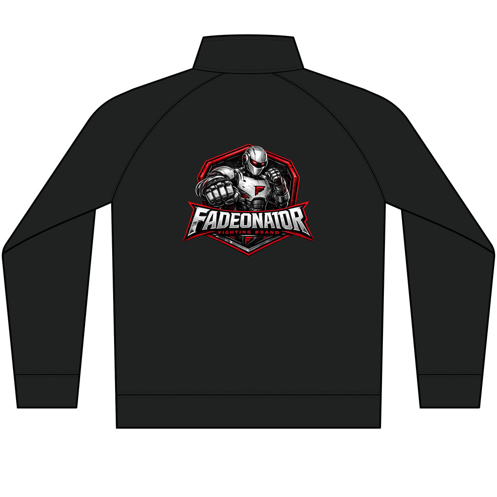 Men's Black Zip Track Jacket with Subtle Team Crest — Lightweight Athletic Warmup