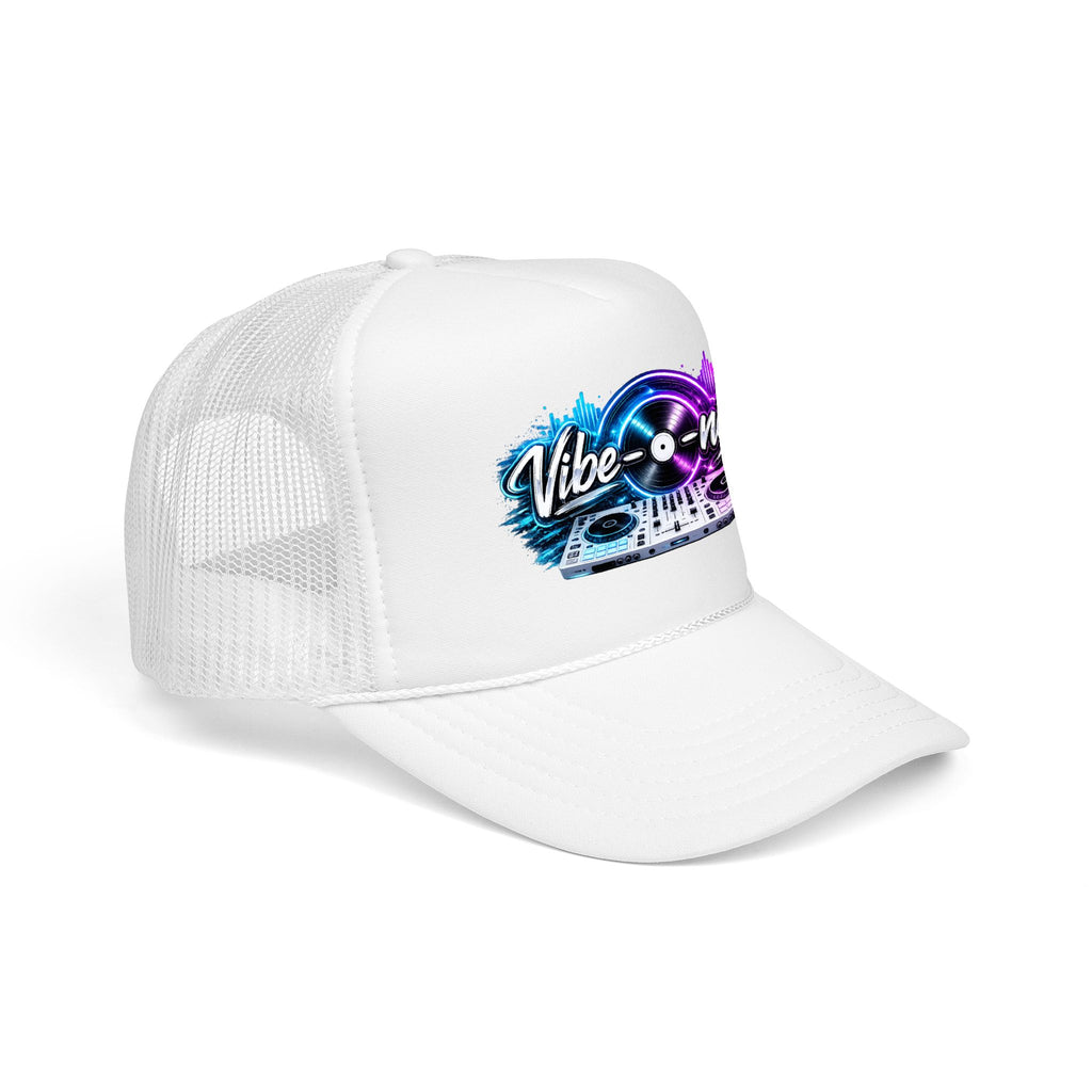 Vibe-nator Trucker Hat — Neon DJ Turntable Foam Hat