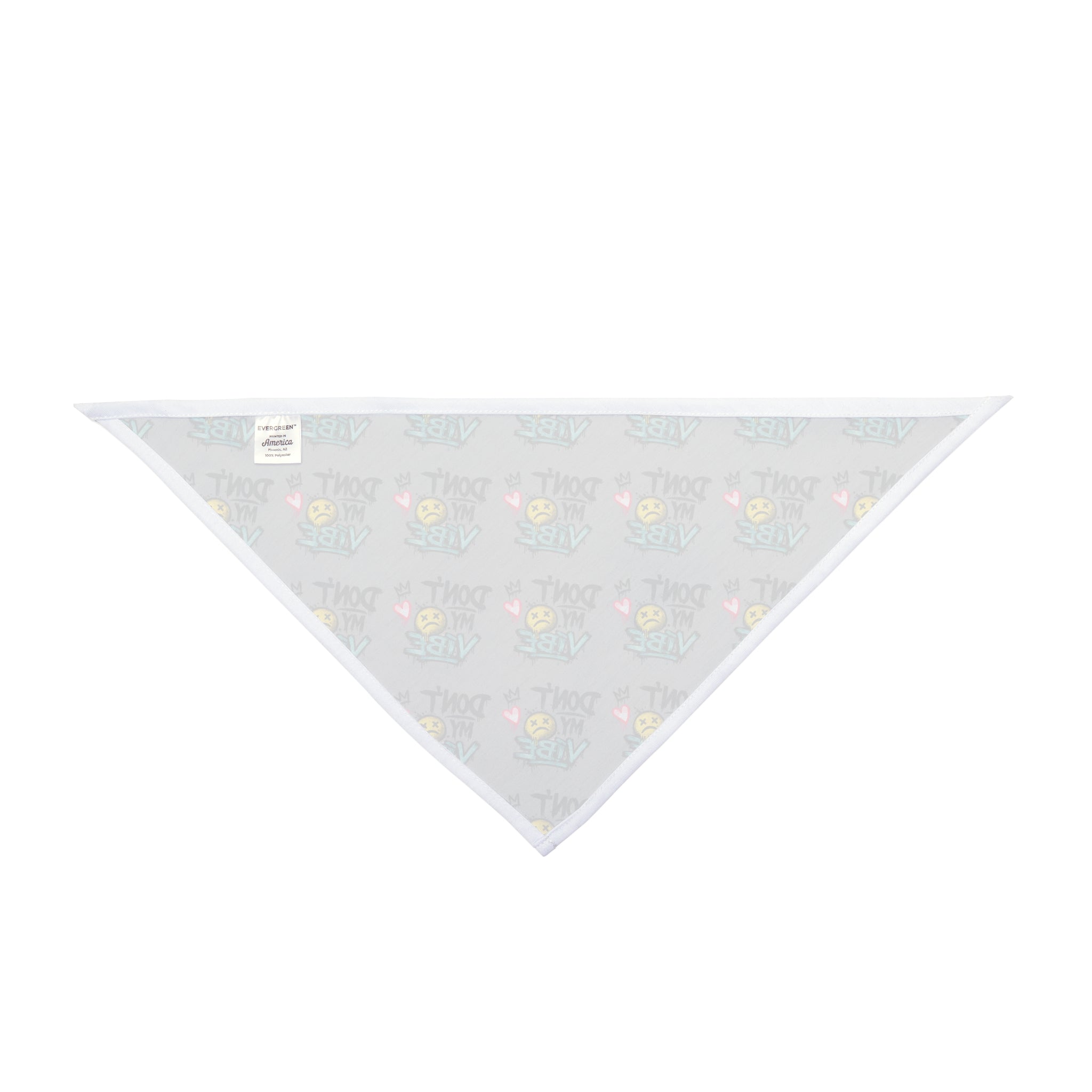 Pet Bandana - "Don't Kill My Vibe" Grey Graphic Dog Scarf
