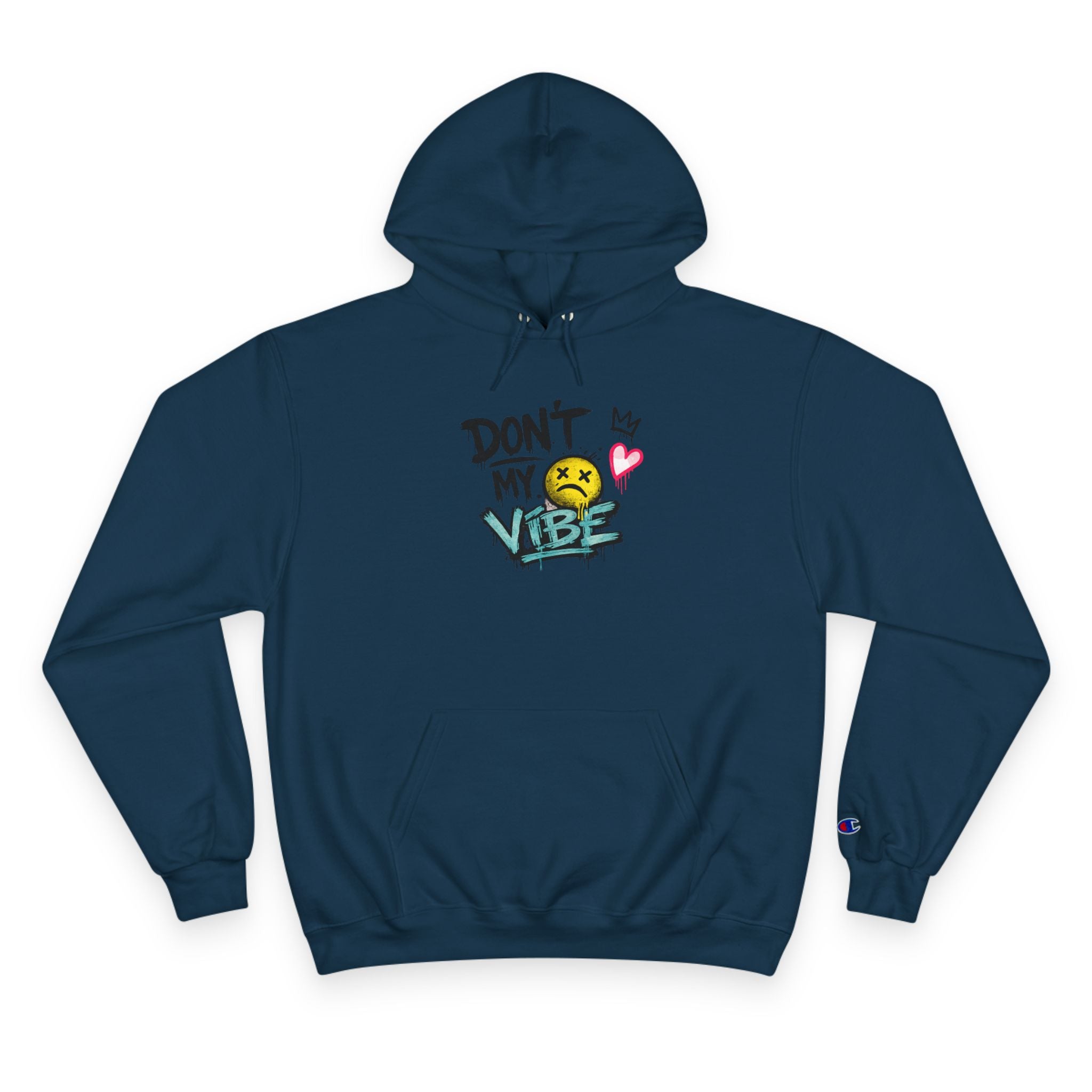 Don't My Vibe Hoodie — Graphic Streetwear Pullover with Emotive Smiley Design