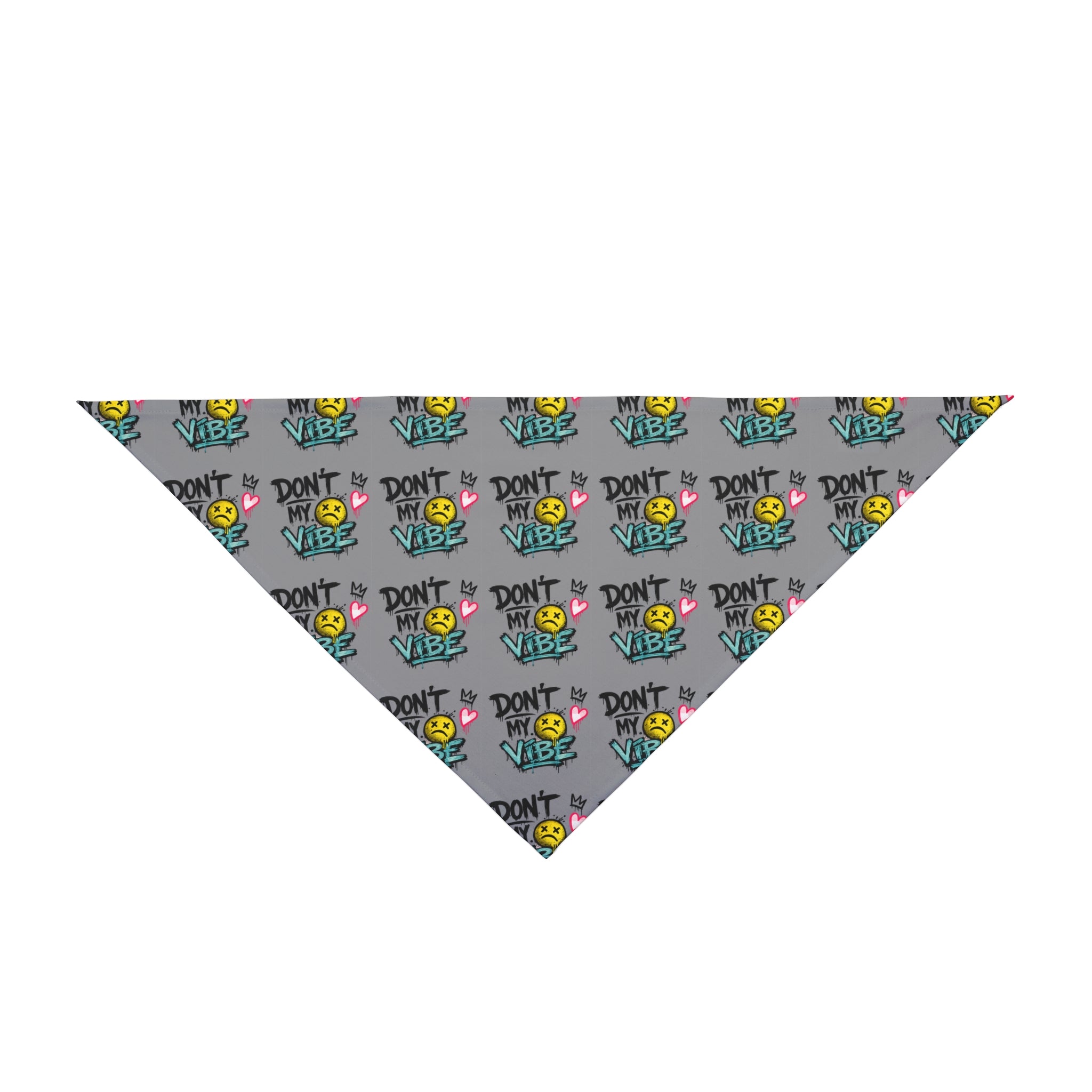 Pet Bandana - "Don't Kill My Vibe" Grey Graphic Dog Scarf