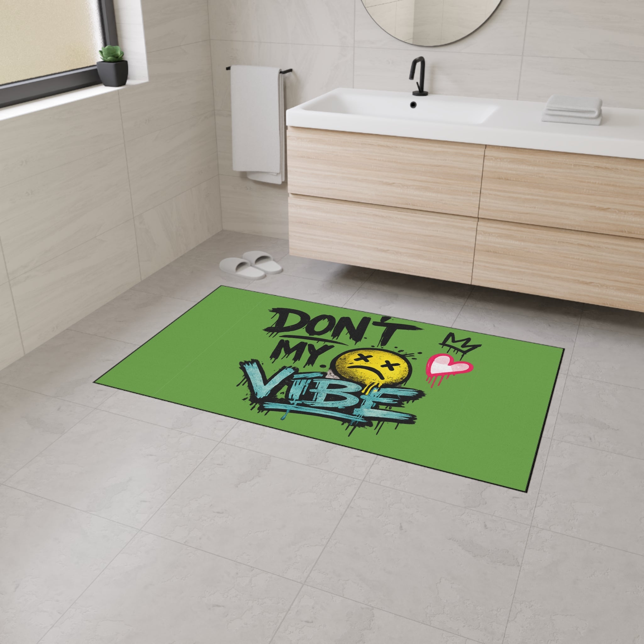 Don't My Vibe Floor Mat — Graffiti Emoticon Welcome Doormat