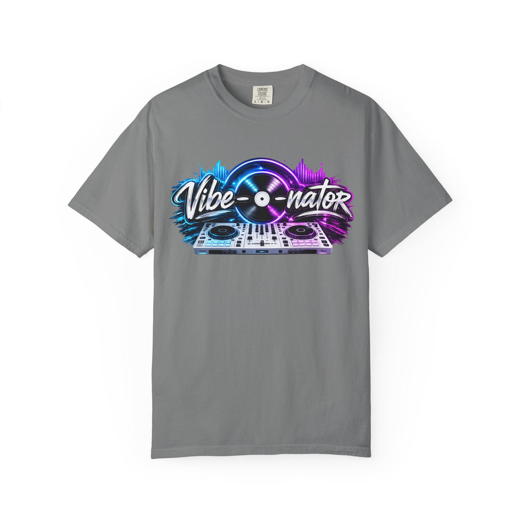 Vibe-o-nator DJ Turntable T-Shirt — Retro Neon Music Tee for DJs & Music Lovers