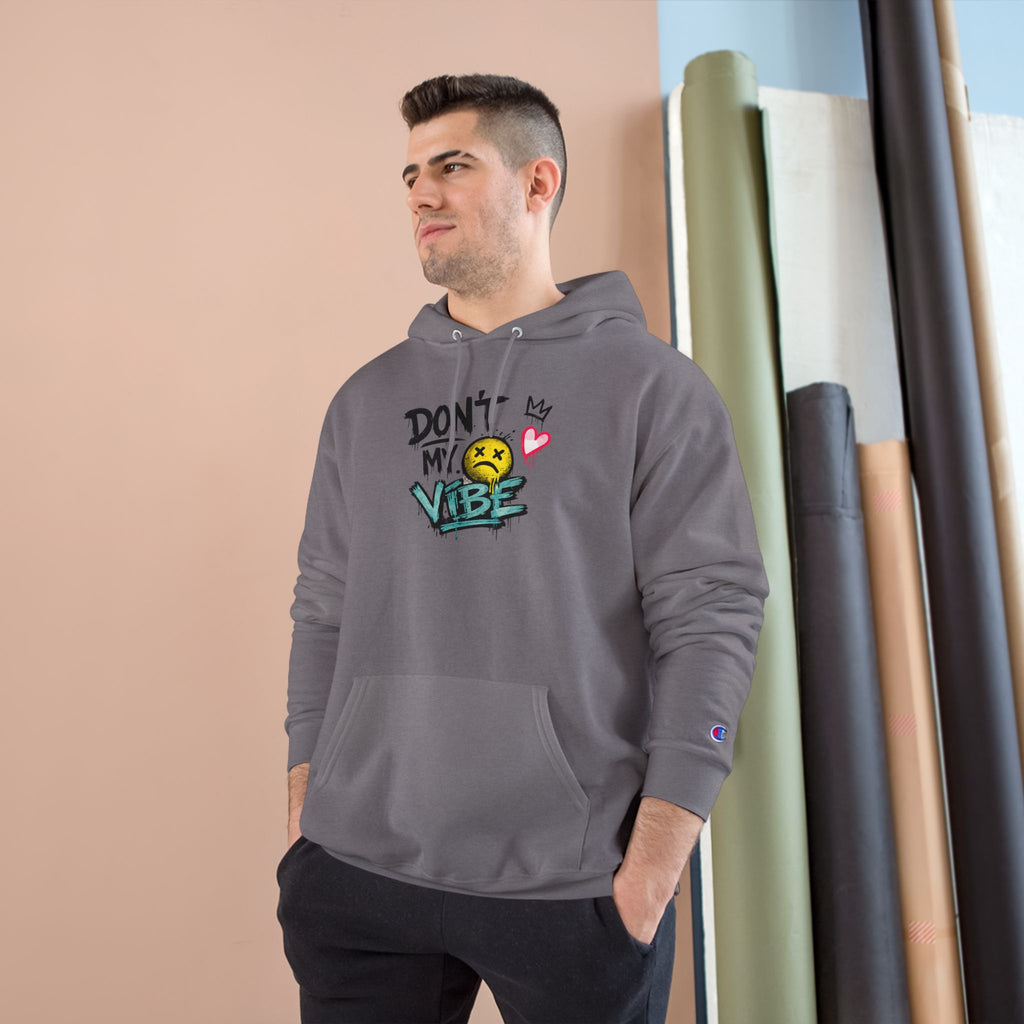 Don't My Vibe Hoodie — Graphic Streetwear Pullover with Emotive Smiley Design
